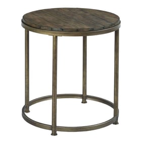 Hammary Leone Weathered Barn Antique Brass Round End Table