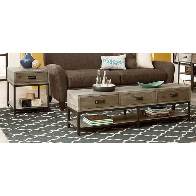 Hammary Parsons Gray 3pc Bench Coffee Table Set HAM-444-91-OCT-S2