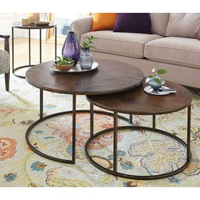 Hammary Sanford Copper Antiqued Bronze 3pc Coffee Table Set