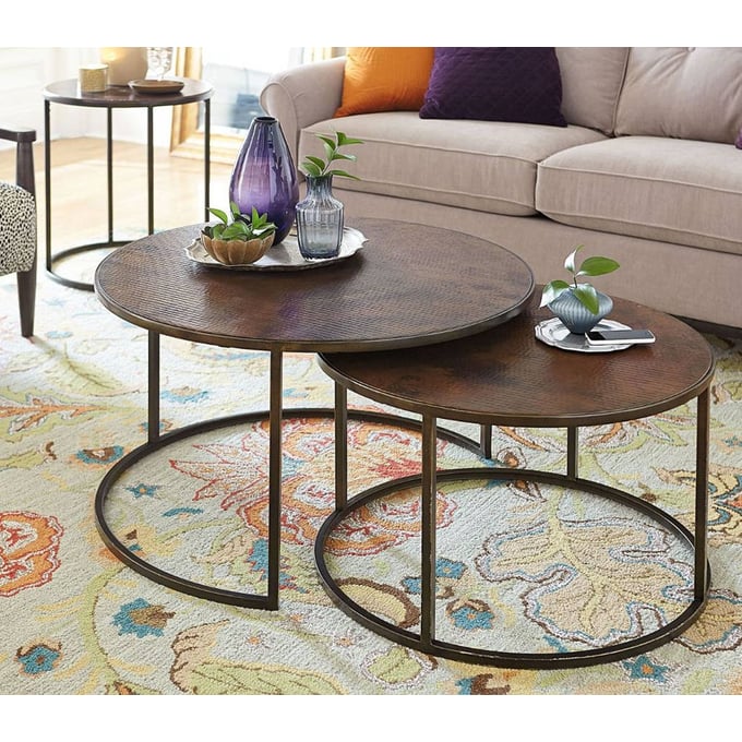 Hammary Sanford Copper Antiqued Bronze 3pc Coffee Table Set HAM-553-91-OCT-S1