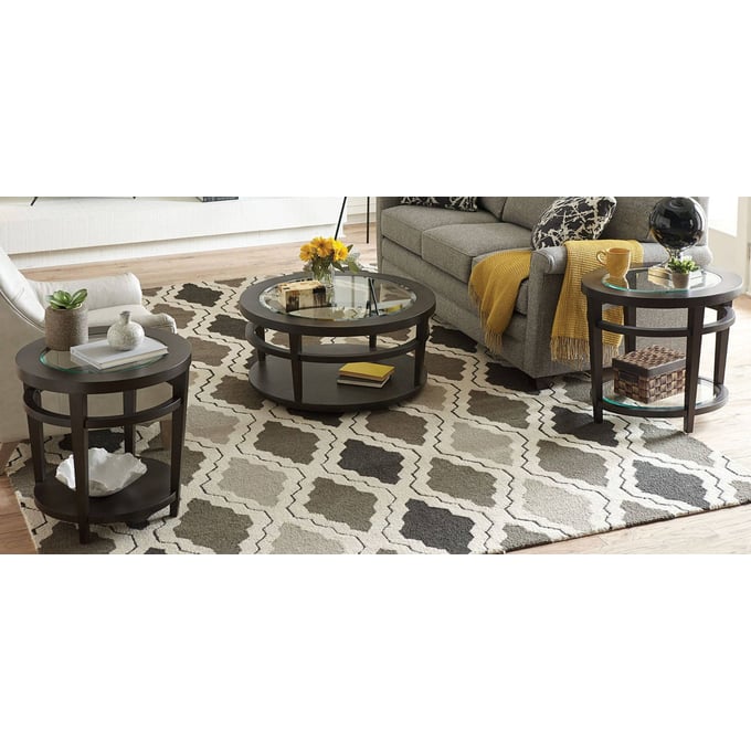 Hammary Urbana Dark Oak Round 3pc Coffee Table Set HAM-880-91-OCT-S1