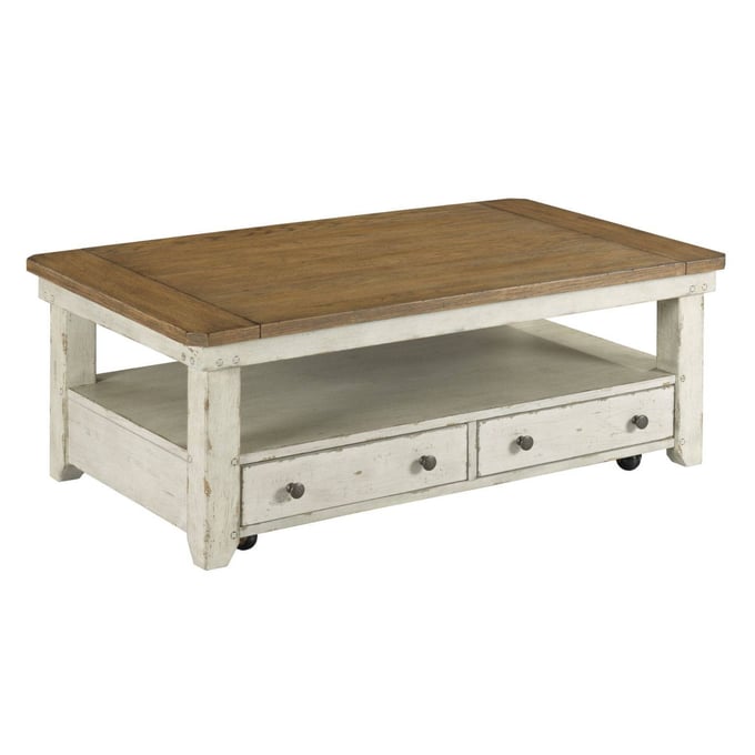 Hammary Chambers Medium Brown Rustic White Lift Top Coffee Table HAM-988-910