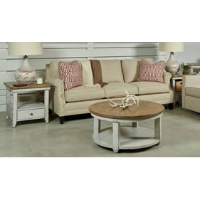 Hammary Chambers Medium Brown Rustic White Round 3pc Coffee Table Set