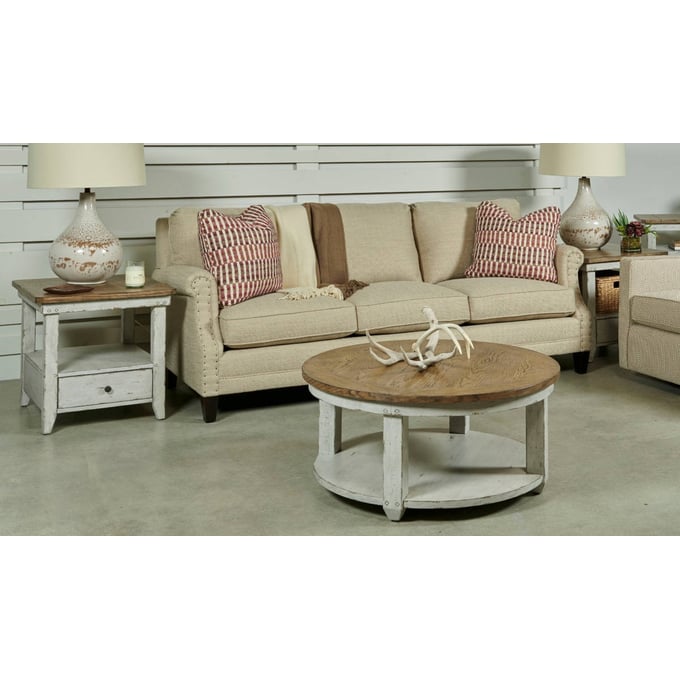 Hammary Chambers Medium Brown Rustic White Round 3pc Coffee Table Set HAM-988-91-OCT-S2