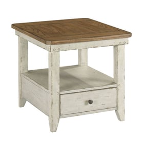 Hammary Chambers Medium Brown Rustic White End Table