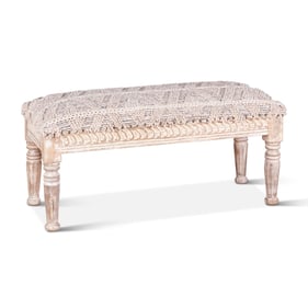 World Interiors Algiers Off White Woven Accent Bench