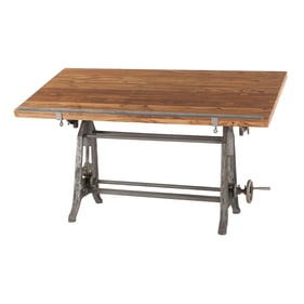 World Interiors Artezia Teak Wood Adjustable Crank Drafting Desk