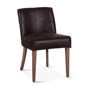 2 World Interiors Avery Dark Brown Leather Side Chairs