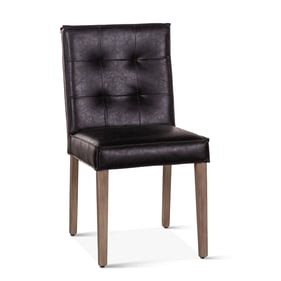 2 World Interiors Avery Black Whitewash Leather Dining Chairs