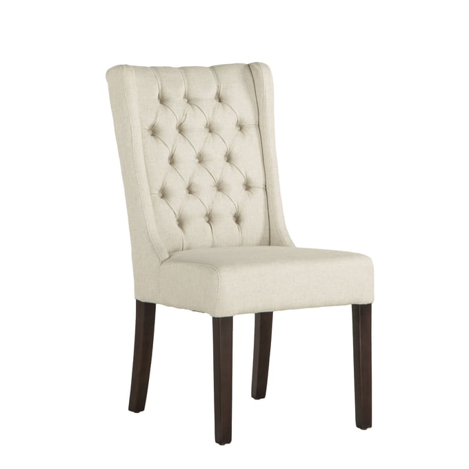 2 World Interiors Chloe Off White Walnut Linen Dining Chairs WIF-ZWCL82-4D-2X