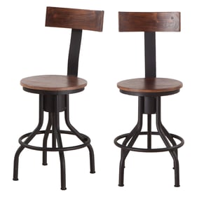 2 World Interiors Artezia Brown Adjustable Bar Stools