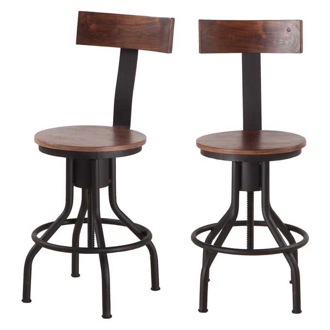 2 World Interiors Artezia Brown Adjustable Bar Stools WIF-ZWIMADC18-2X