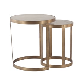 World Interiors Leonardo White Marble 2pc Side Table