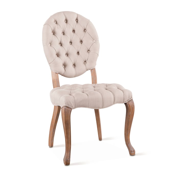 2 World Interiors Portia Off White Linen Tufted Chairs WIF-ZWPA433L-2X