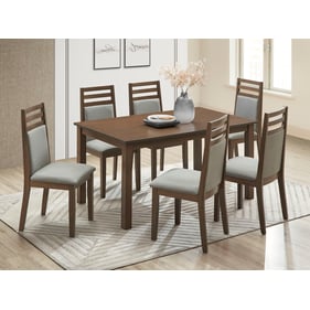 Iconic Furniture Walnut Olive Green Belot 7pc Dining Set