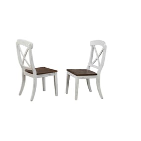 2 Iconic Furniture Distressed Cocoa Brown White Dining Chair