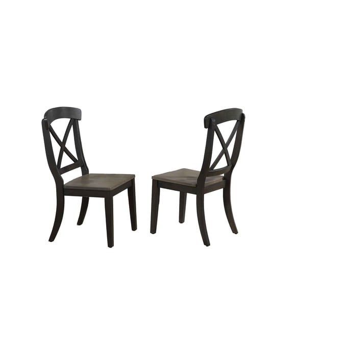 2 Iconic Furniture Antique Grey Stone Black Dining Chair ICON-CH60-GRS-BKS