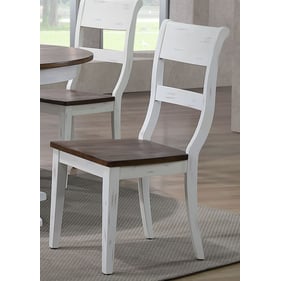 2 Iconic Furniture Cocoa Brown White Distressed Dining Side Chairs