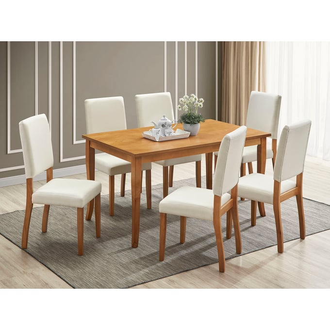 Iconic Furniture White Lulu 7pc Dining Set ICON-LULU-TEAK-PL008-7PC