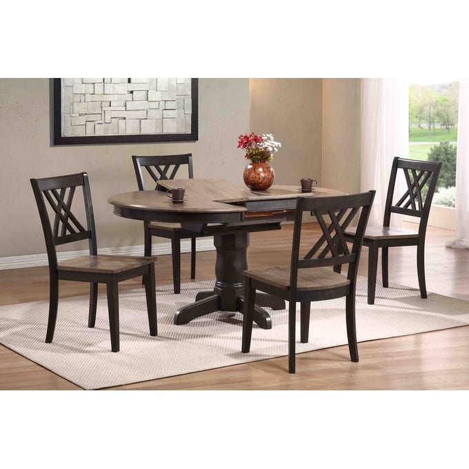 Iconic Furniture Grey Blackstone 5pc Round Dining Set ICON-RD42WCH56GRSBKS5PC