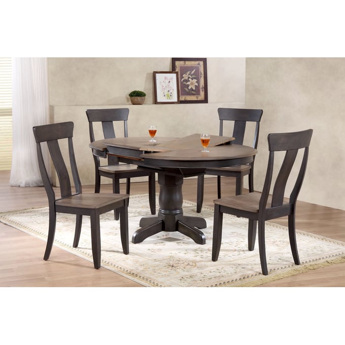 Iconic Furniture Grey Blackstone Round 5pc Dining Set ICON-RD42WCH57GRSBKS-5PC