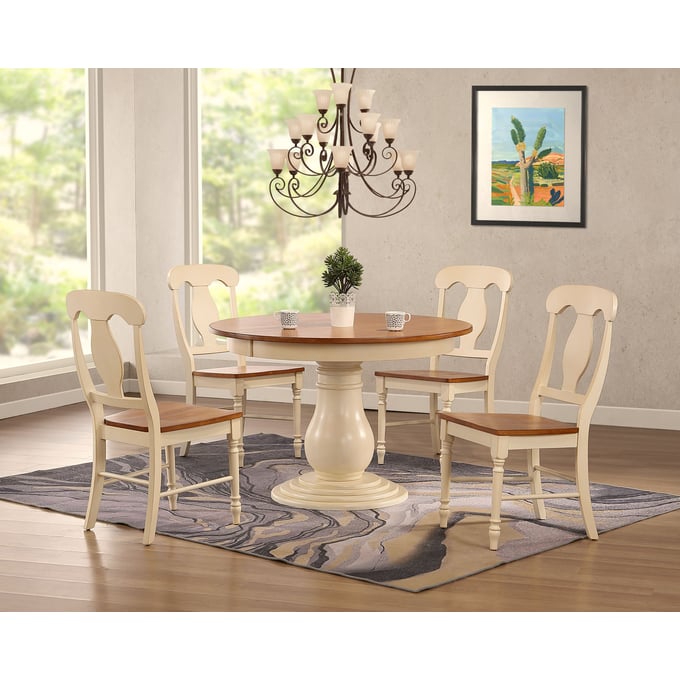 Iconic Furniture Caramel Biscotti 5pc Bella Dining Set ICON-RD45BELCH53CLBI-5PC