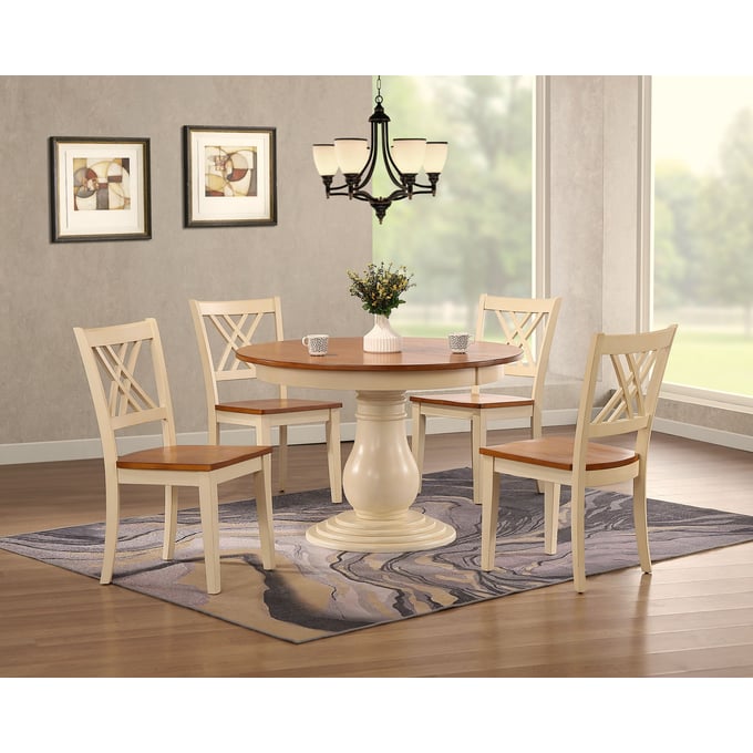 Iconic Furniture Caramel Biscotti Transitional 5pc Bella Dining Set ICON-RD45BELCH56CLBI-5PC