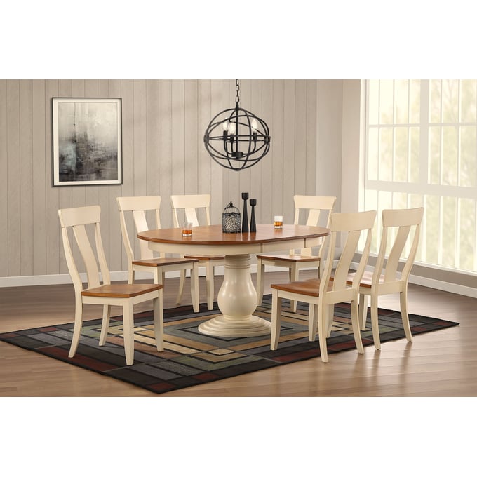 Iconic Furniture Antique Caramel Biscotti 7pc Bella Dining Set ICON-RD45BELCH57CLBI-7PC