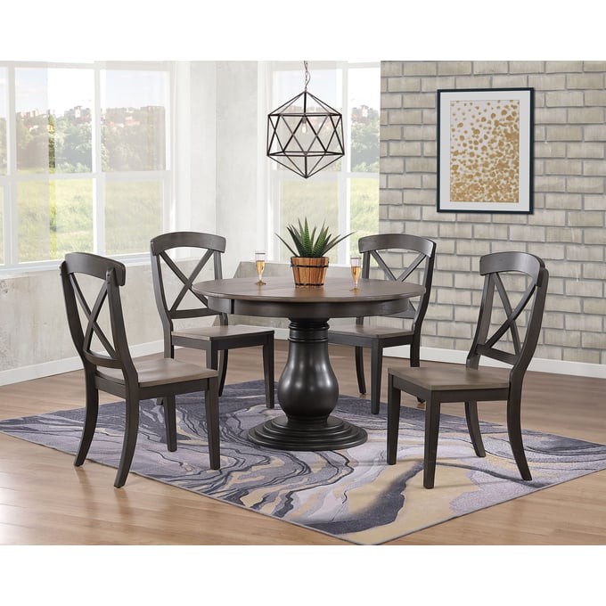 Iconic Furniture Grey Blackstone 5pc Bella Dining Set ICON-RD45BELCH60GRSBKS-5PC