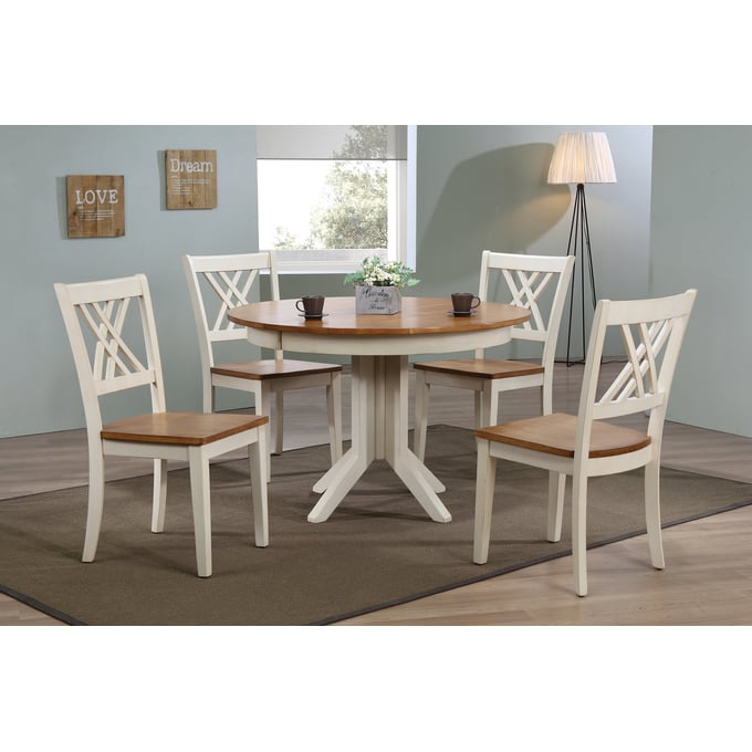 Iconic Furniture Caramel Biscotti 5pc Contemporary Dining Set ICON-RD45CONCH56CLBI-5PC