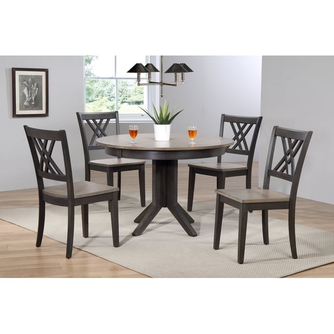 Iconic Furniture Antique Grey Blackstone 5pc Dining Set ICON-RD45CONCH56GRSBKS-5PC