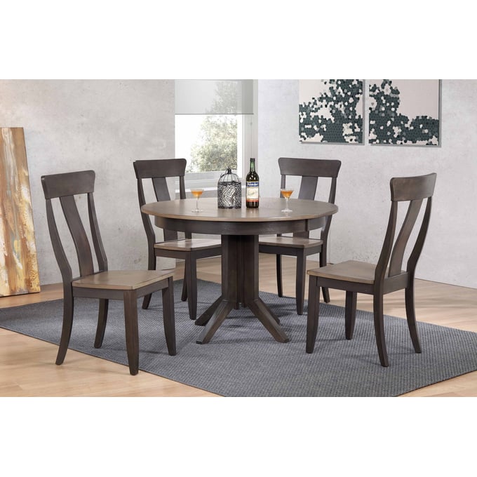 Iconic Furniture Grey Blackstone 5pc Panel Back Dining Set ICON-RD45CONCH57GRSBKS-5PC