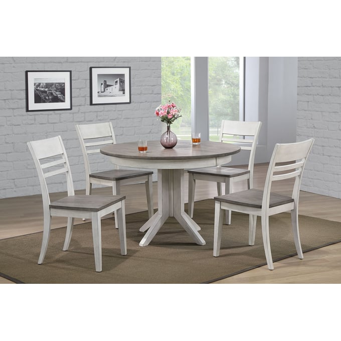 Iconic Furniture Ash Stormy White Contemporary 5pc Dining Set ICON-RD45CONCH63ASHSTW-5PC