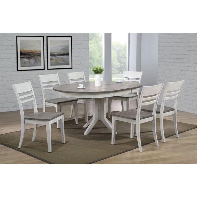 Iconic Furniture Ash Stormy White Contemporary 7pc Dining Set ICON-RD45CONCH63ASHSTW-7PC