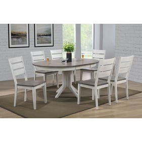 Iconic Furniture Ash Stormy White 7pc Dining Set with Ladder Back Chairs