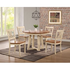 Iconic Furniture Caramel Biscotti Transitional 5pc Cross Pedestal Dining Se...