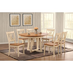 Iconic Furniture Caramel Biscotti Transitional 7pc Cross Pedestal Dining Se...