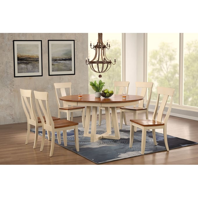 Iconic Furniture Caramel Biscotti 7pc Pedestal Dining Set ICON-RD45CRSCH57CLBI-7PC