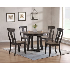 Iconic Furniture Antique Grey Blackstone 5pc Cross Pedestal Dining Set