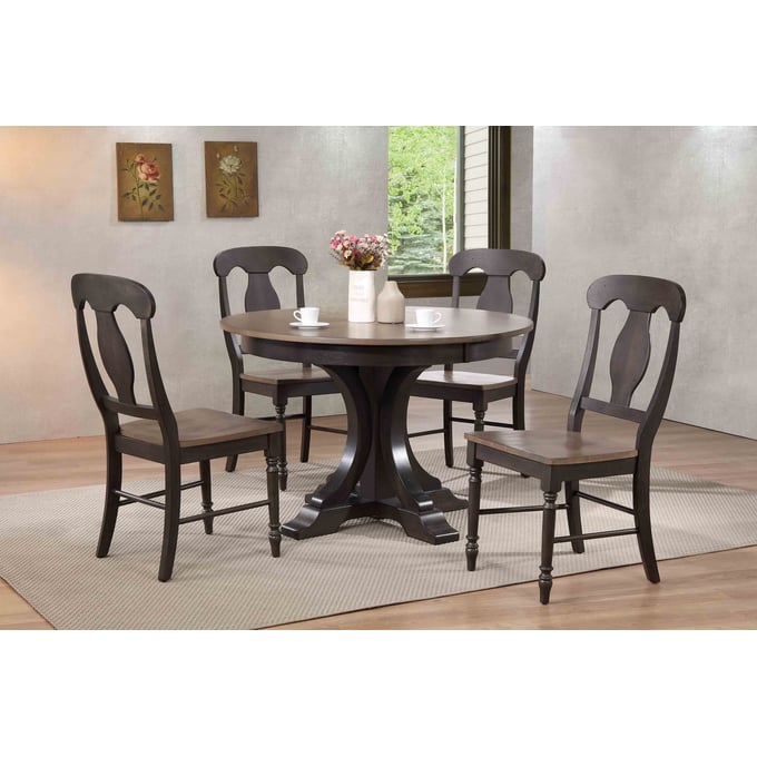 Iconic Furniture Grey Blackstone Napoleon Back 5pc Dining Set ICON-RD45DECOCH53GRSBKS-5PC