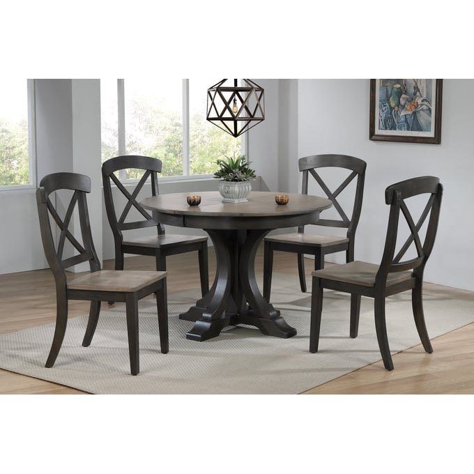 Iconic Furniture Grey Blackstone 5pc Dining Set ICON-RD45DECOCH60GRSBKS-5PC