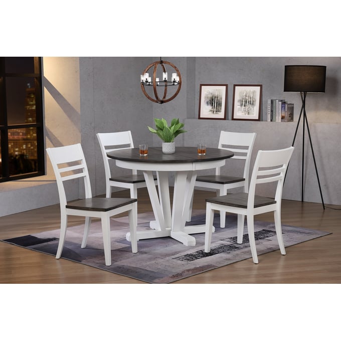 Iconic Furniture Shadow Grey White 5pc Hudson Dining Set ICON-RD45HUDCH63SHWWHT-5PC