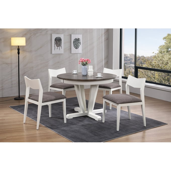 Iconic Furniture Shadow Grey White 5pc Mindy Dining Set ICON-RD45HUDCH65U98WHT-5PC