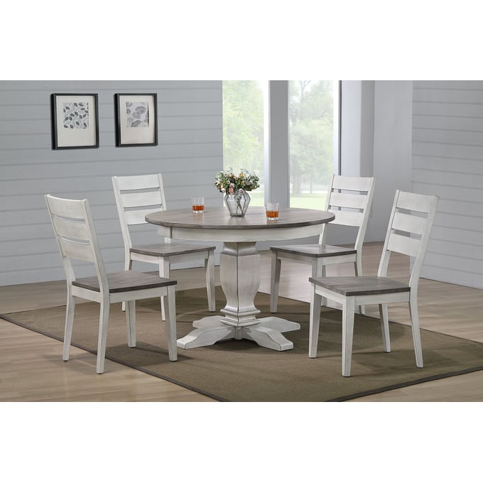 Iconic Furniture Ash Stormy White 5pc Dining Set ICON-RD45TRCH64ASHSTW-5PC