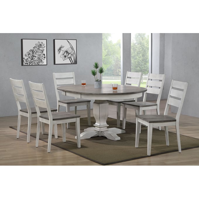 Iconic Furniture Ash Stormy White 7pc Dining Set ICON-RD45TRCH64ASHSTW-7PC