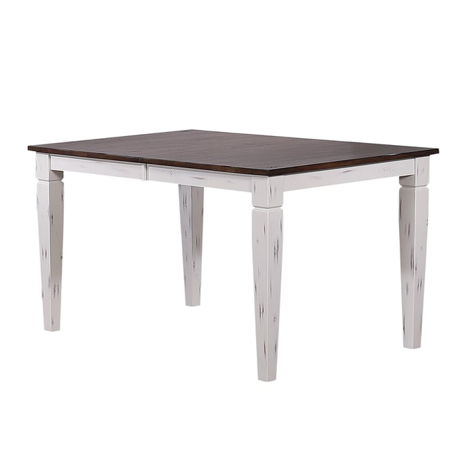 Iconic Furniture Distressed Cocoa Brown White Loft Dining Table ICON-RT67TF-LG-LT-DBN-DWT