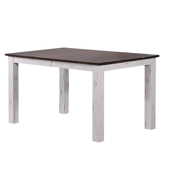 Iconic Furniture Distressed Brown White Rectangle Parsons Dining Table ICON-RT67TF-LG-PA-DBN-DWT