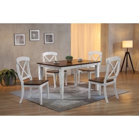 Iconic Furniture Distressed Cocoa Brown White 5pc Rectangle Dining Set