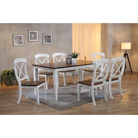 Iconic Furniture Distressed Cocoa Brown White 7pc Rectangle Dining Set