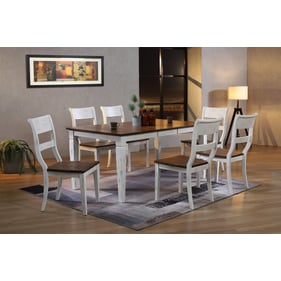 Iconic Furniture Distressed Cocoa Brown White Loft 7pc Dining Set